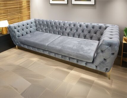 Dreisitzer Sofa Luxus Grau Chesterfield 3 Sitzer Couches Grau Sofas Samt Sofort