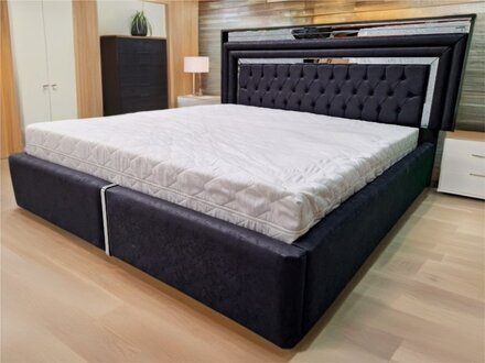 Schwarzes Luxus Chesterfield Doppelbett Moderne Bettgestelle Holz Möbel Sofort