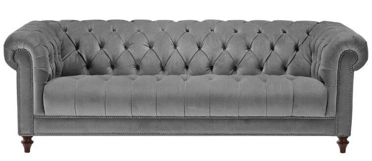 Dreisitzer Grau Stoff Wohnzimmer Design Couchen Polster Sofa Sofas Chesterfield