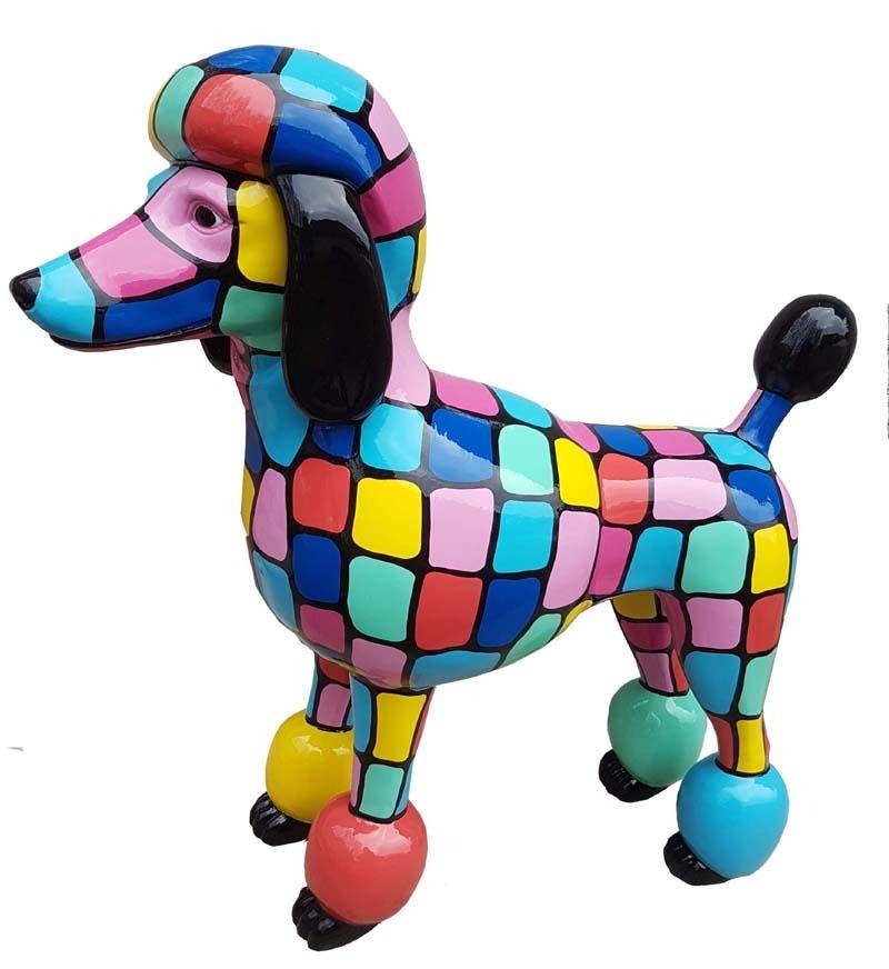 Abstrakte Pudel Figur Statue Skulptur 63cm Statue Deko Skulpturen Bunte