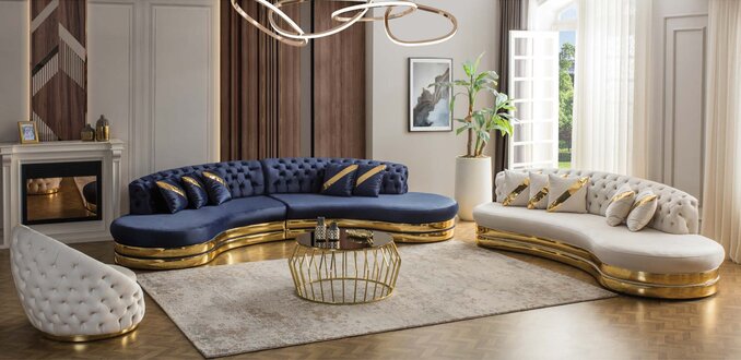 Moderne Chesterfield Sofagarnitur Viersitzer 3-Sitzer Sessel