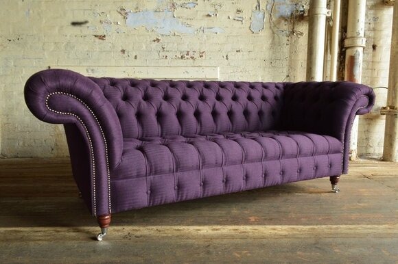 Chesterfield Sofa 3 SITZER Polster Designer Couchen Sofas Violett Garnitur