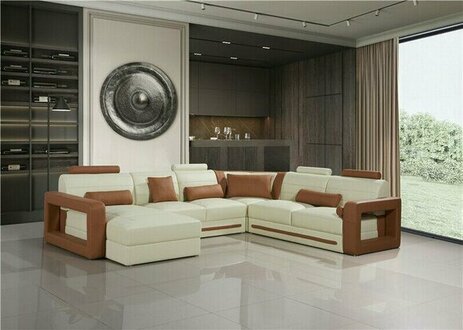 Designer Couch U Form Ecksofa Polster Couch Leder Garnituren