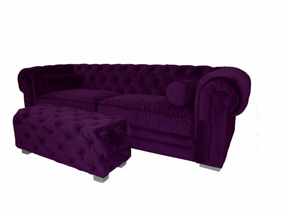 Chesterfield Sofa Dunkelviolett Designer Couchen Sofas Garnitur Modern SLIII