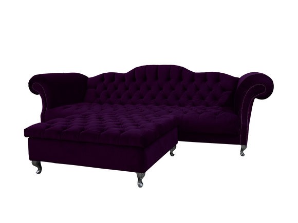 Chesterfield Sofa Polster Designer Dunkelviolett Klassisch Sofas Couch SLIII