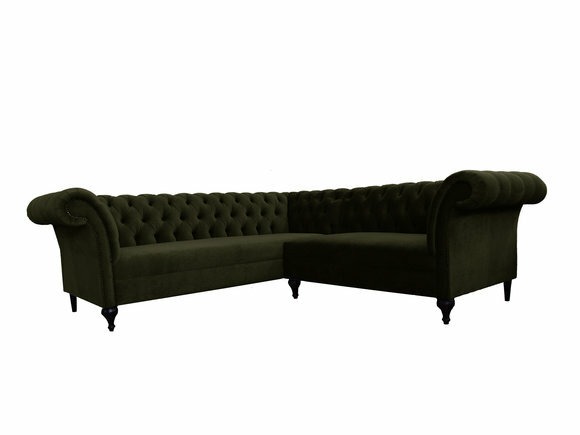 Chesterfield Ecksofa Eckcouch Designer Sofa Couch Samt Dunkelgrün Ledersofa