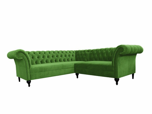 Chesterfield Ecksofa Eckcouch Designer Sofa Couch Modern Samt Grün Ledersofa
