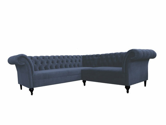 Chesterfield Ecksofa Eckcouch Designer Sofa Couch Samt Hellblau Ledersofa