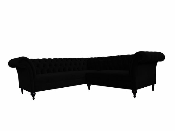 Chesterfield Ecksofa Eckcouch Designer Sofa Couch Schwarz Samt Ledersofa