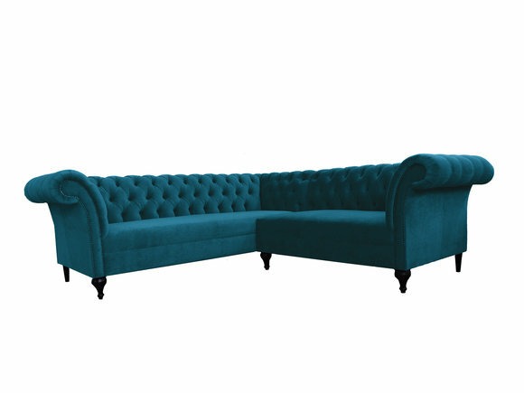 Chesterfield Ecksofa Eckcouch Designer Sofa Couch Samt Blau Ledersofa Modern