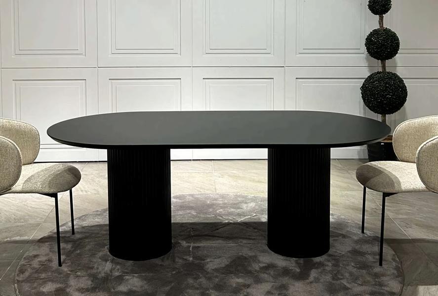 Oval Tisch Esstisch Esszimmer Luxus Elegante Schwarz 180x90 Esstische Tische