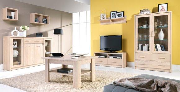 Wohnzimmer Set 6-Teilig Wohnwand Kommode Couchtisch CREMONA 2