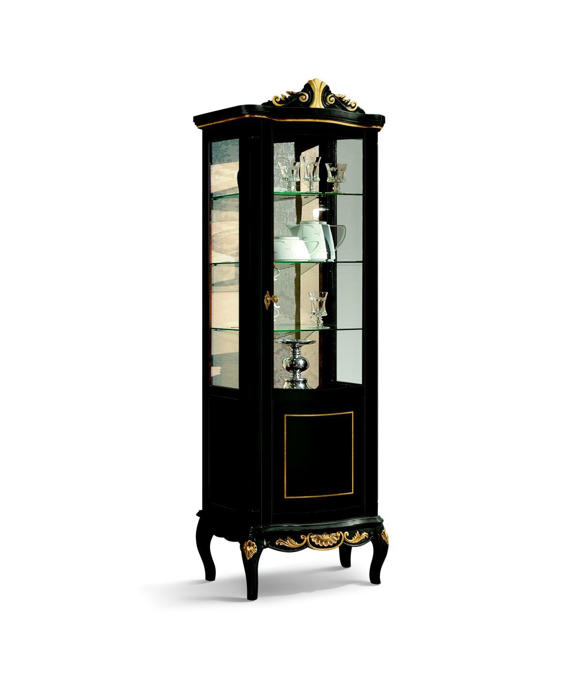 Designer Italienische Schicke Holz Möbel Barock Stil Luxus Schrank Vitrine Wohnzimmer
