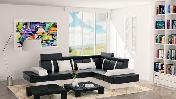 Designer Wohnlandschaft Eckcouch Neu Couch Sofa Polster Ledersofa Sofas