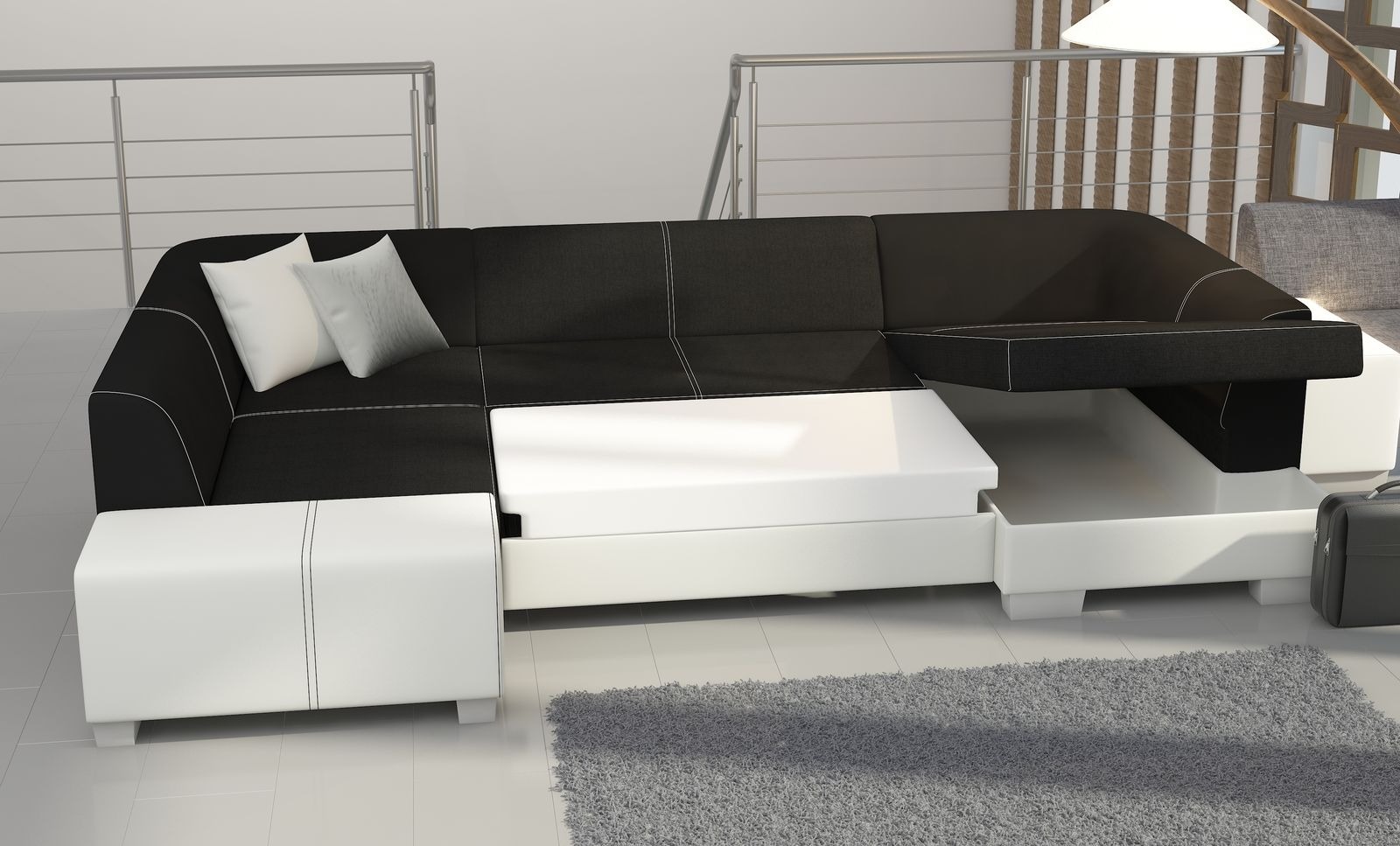 Wohnlandschaft Big XXL Schlafsofa Polster Sitz Eck Garnitur Bettfunktion Sofa
