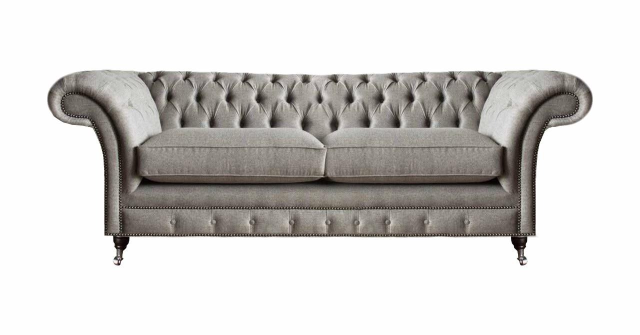 Polstersofa Grau Möbel Luxus Sofa Couch Zweisitzer Chesterfield Sitzmöbel Textil