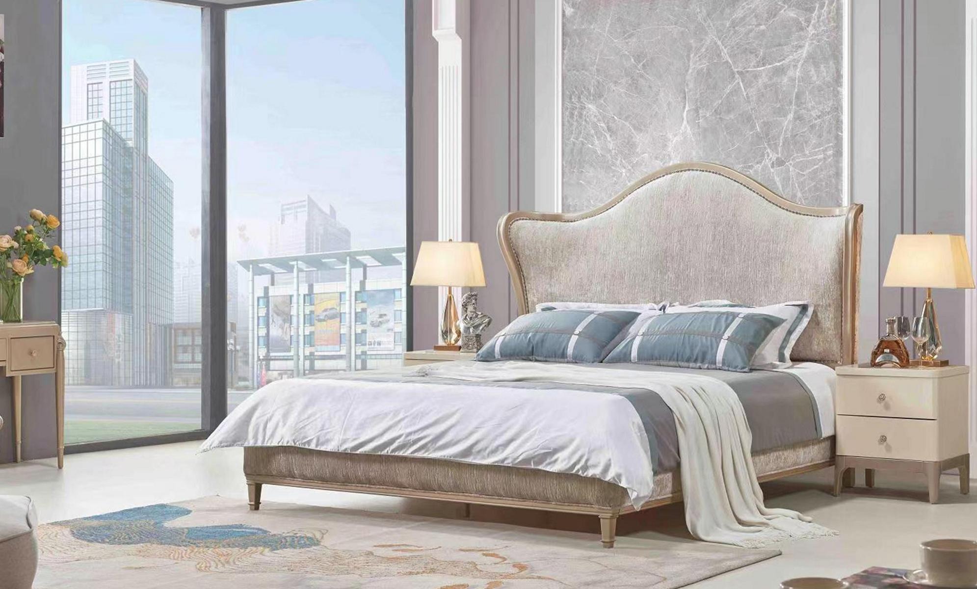 Luxus Modern Bett 2x Nachttische Betten Holz Bettgestell Schlafzimmer