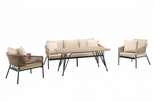 Rattanmöbel Sofagarnitur Garten Terrasse Set Outdoor Lounge Möbel Balkon 4tlg.