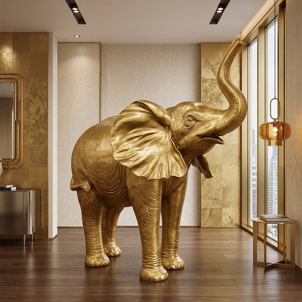 Abstrakte Deko Figur Statue Skulptur 160cm Gold