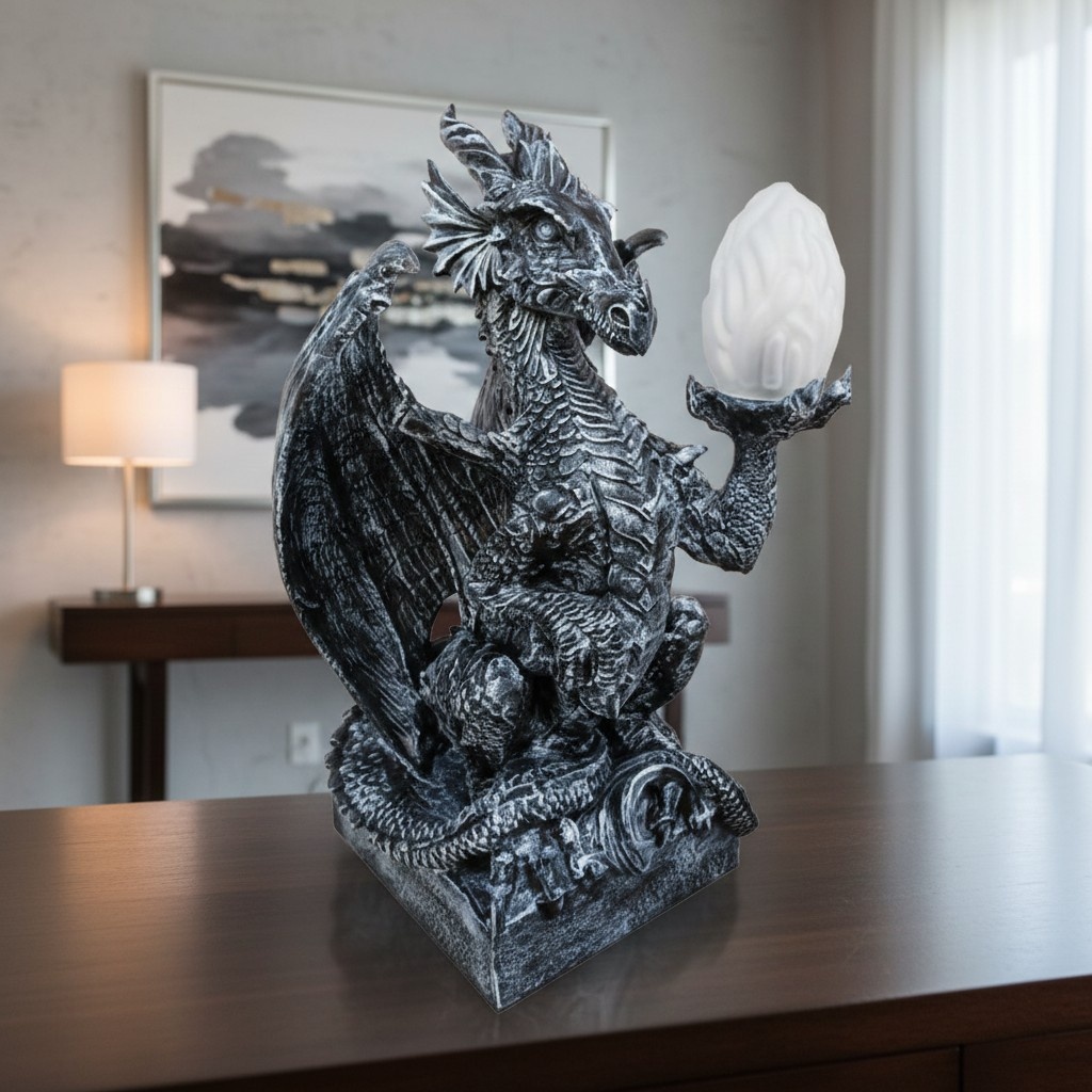 Deko Figur Lampe Drachen Statue Skulptur 75cm