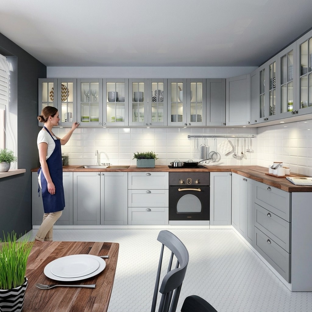 Einbau Küchen Glas Schränke Unterschränke Design Holz Maßfertigung