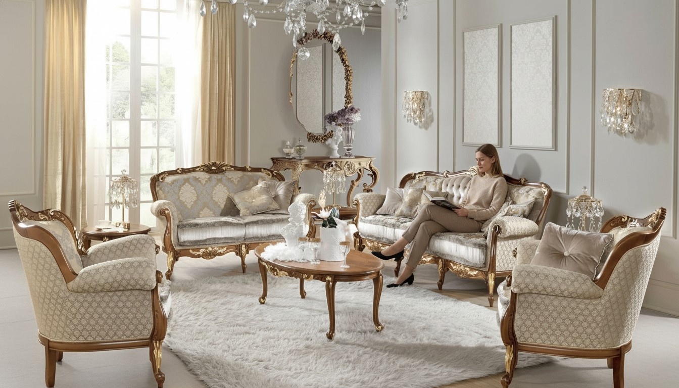 Italienische Massivholz Sofa Garnitur