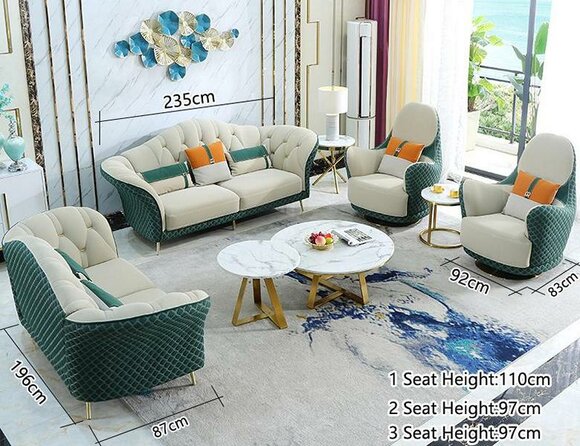Sofagarnitur 3+2+1+1 | Luxuriöses Ledersofa | Sofas und Sessel