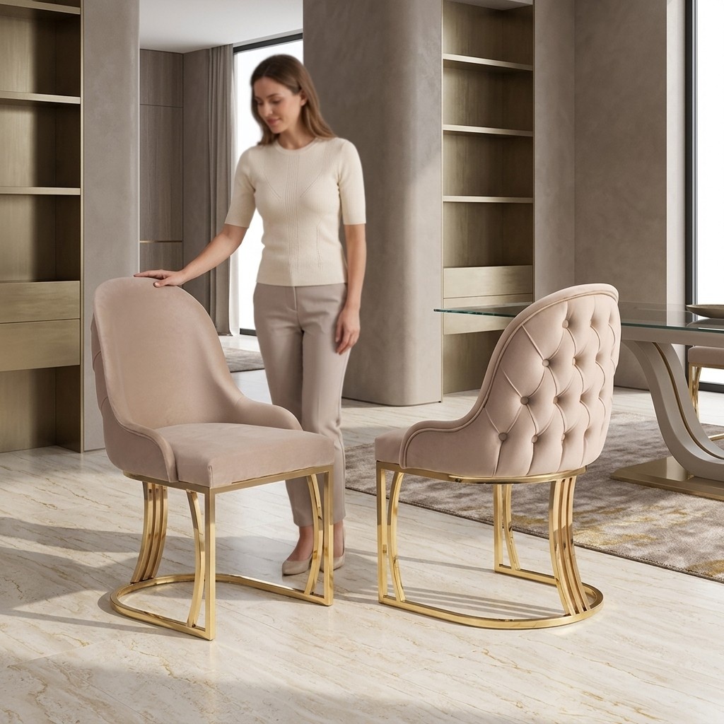 Esszimmerstühle Luxus Beige Stuhl im italienischen Stil