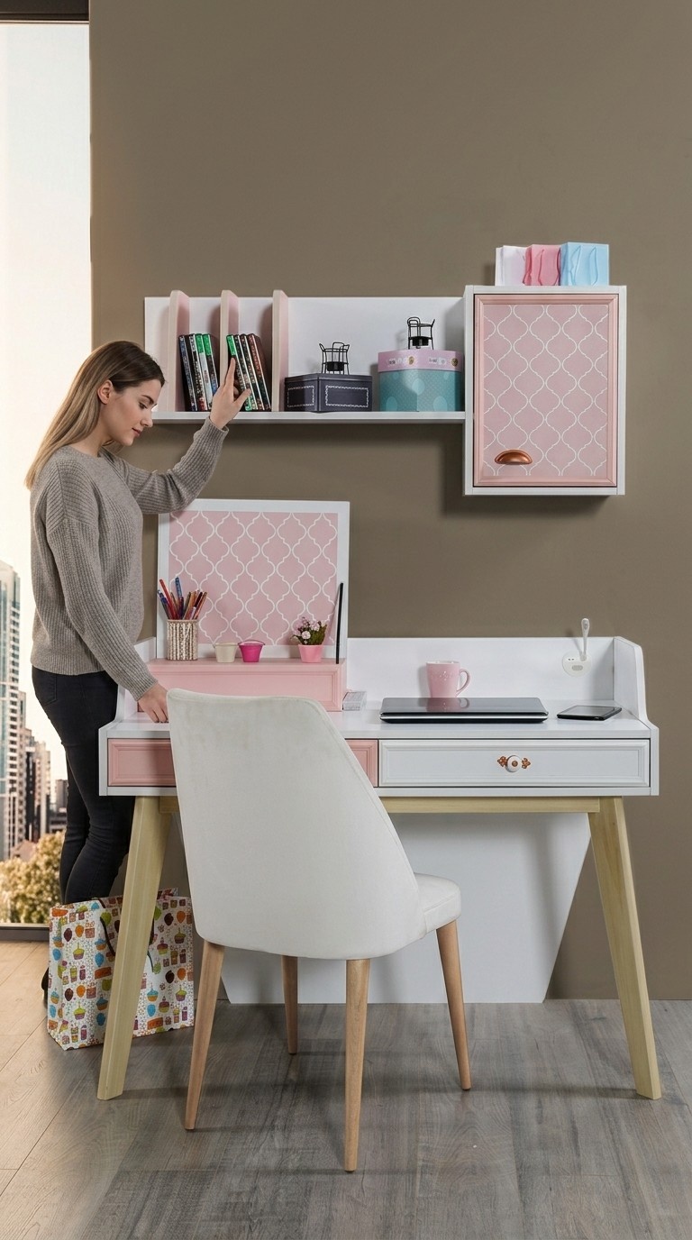 Wandregal mit Schreibtisch für Kinderzimmer