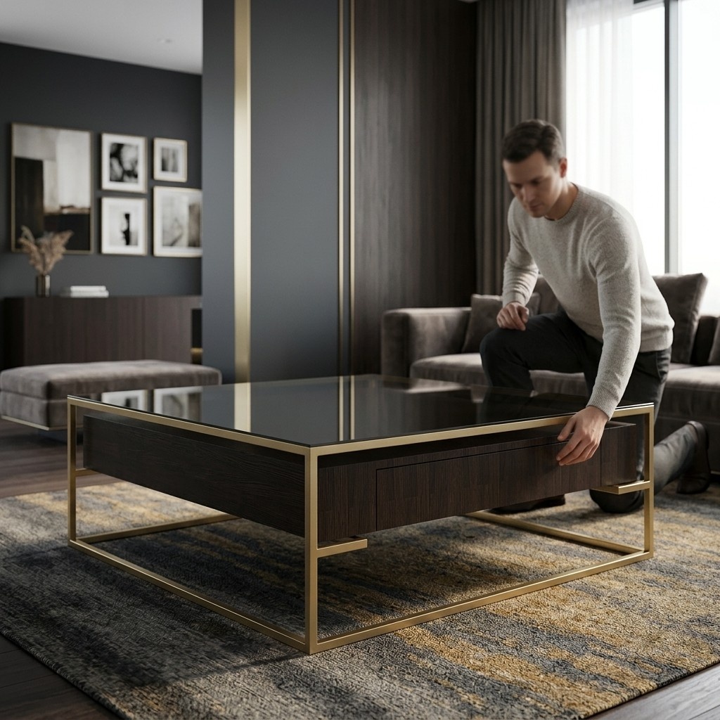 Design Luxus Couchtisch Modernes Holz 120x120 Neu