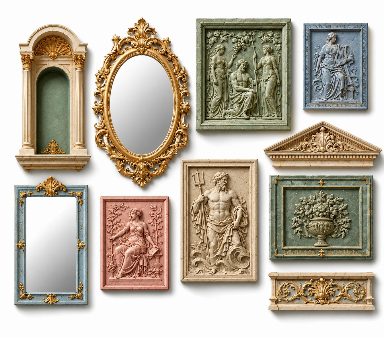 Spiegel Relief Wanddeko
