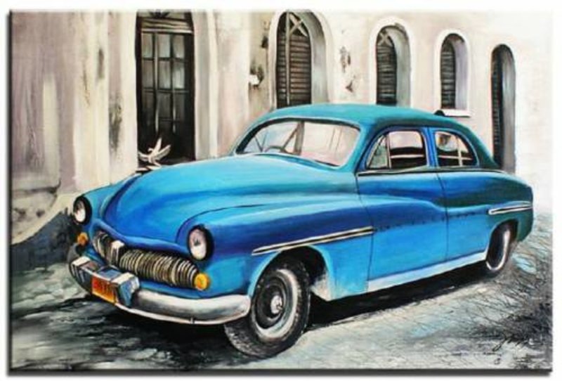 Oldtimer Auto Ölbild Bild Bilder Gemälde Ölbilder Keilrahmen 60X90CM