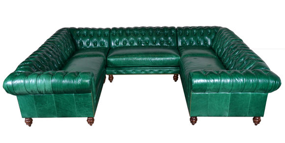 Chesterfield Wohnlandschaft Couch Polster Leder Sofa U-Form Big XXL
