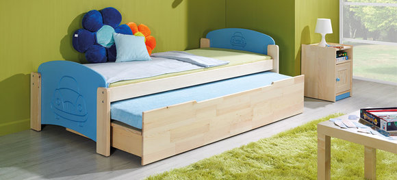 Bett mit Bettkasten Doppelbett 2 x Betten Kinderbett Jugendbett Stauraumbett