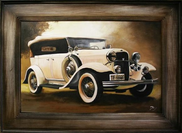 Oldtimer Auto Ölbild Bild Bilder Gemälde Ölbilder Mit Rahmen