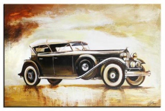 Oldtimer Auto Ölbild Bild Bilder Gemälde Ölbilder Keilrahmen 90X120CM