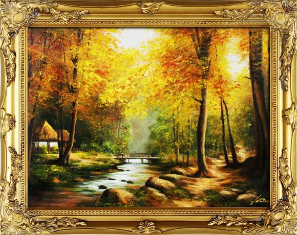 Gemälde Natur Wald Lichtung Handarbeit Ölbild Bild Ölbilder Rahmen Bilder G02156 