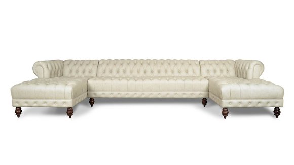 Chesterfield Couch U-förmig Sofa Klassische Leder Wohnlandschaft