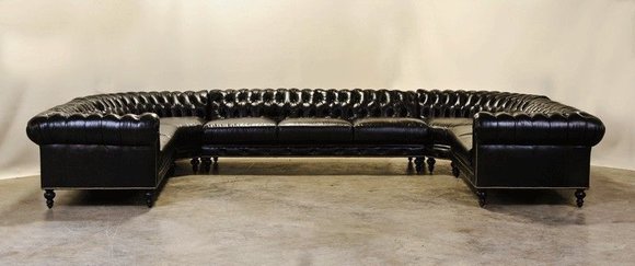 Chesterfield Wohnlandschaft Big XXL Couch Ledersofa Eck Sofa Design