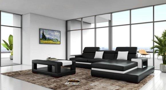 Ecksofa Sofa Couch Ledersofa Sitz Eck Garnitur Polster Wohnlandschaft Design Neu 
