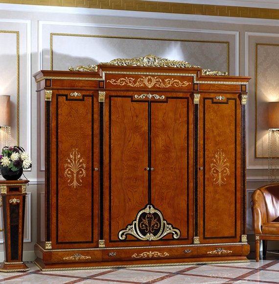 Kleiderschrank Schlafzimmer Holz Schrank Antik Stil Barock Rokoko Schränke E70 