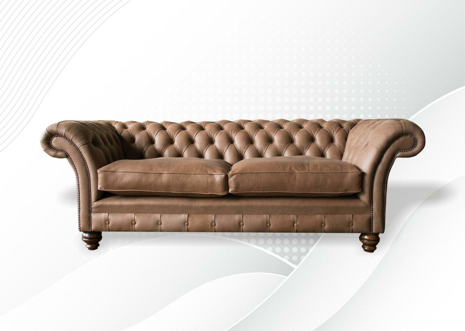 Design Sofa 20 er Couch Textil Polster Braun Klassische Sofas Chesterfield  Neu