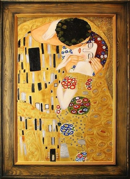 Gustav Klimt Der Kuss 105x75cm Ölgemälde Handgemalt Leinwand Rahmen